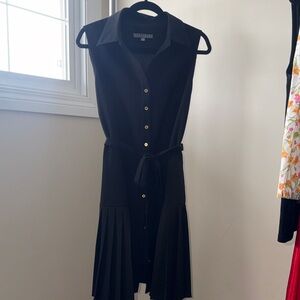 Black Button Sleeveless Dress